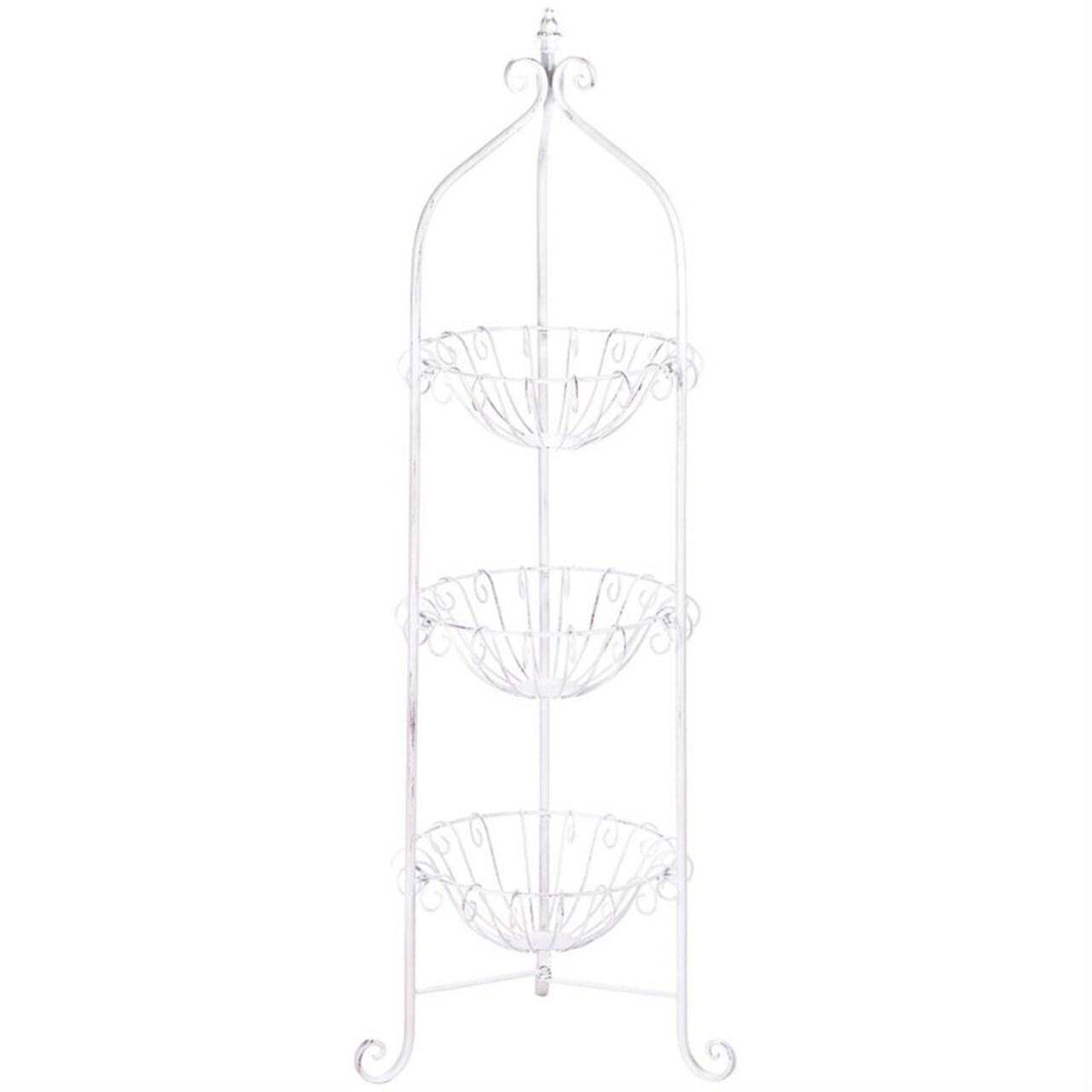 Accent Plus Home Decorative White Three-Tier Wire Basket Stand - Metal